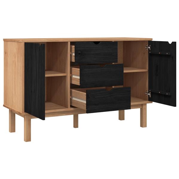 Grote foto vidaxl dressoir otta zwart 113 5 x 43 x 73 cm massief grenenhout huis en inrichting overige