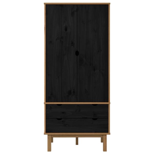 Grote foto vidaxl kledingkast otta zwart 76 5 x 53 x 172 cm massief grenenhout huis en inrichting overige