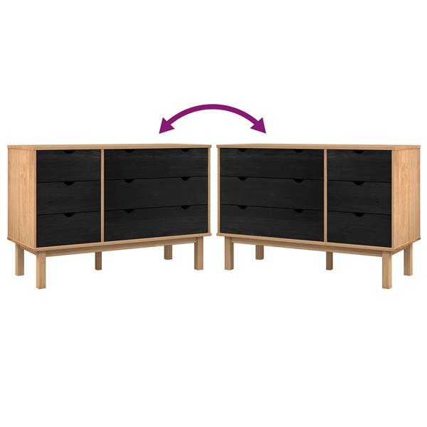 Grote foto vidaxl ladenkast otta zwart 111 x 43 x 73 5 cm massief grenenhout kinderen en baby complete kinderkamers
