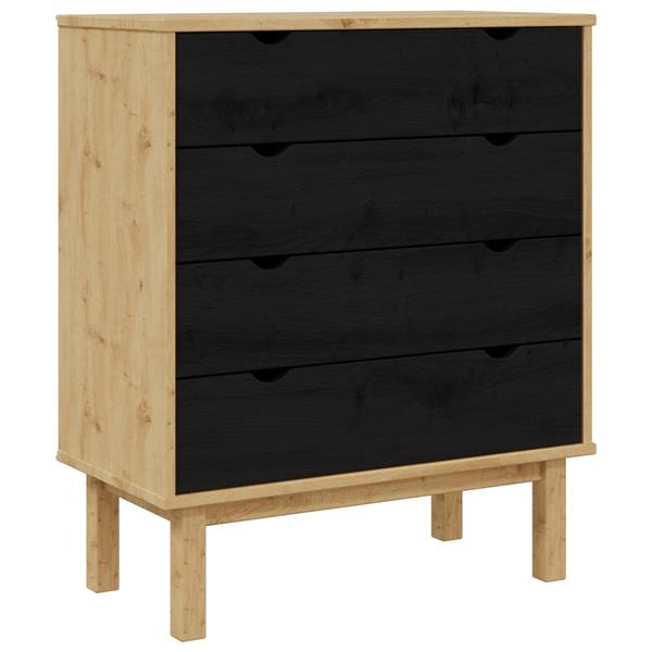 Grote foto vidaxl ladekast otta zwart 76 5 x 39 5 x 90 cm massief grenenhout kinderen en baby complete kinderkamers