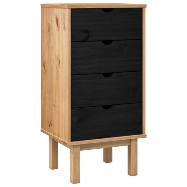 Grote foto vidaxl ladekast met lade otta zwart 45 x 39 x 90 cm massief grenenhout kinderen en baby complete kinderkamers