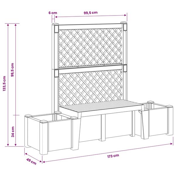 Grote foto vidaxl tuinstoel kopenhagen antracietkleurig 173 x 49 x 135 5 cm pp tuin en terras overige tuin en terras