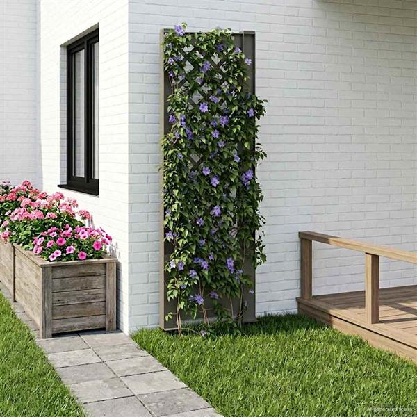 Grote foto vidaxl trellis met spike grijs 43 x 6 x 165 cm pp tuin en terras overige tuin en terras