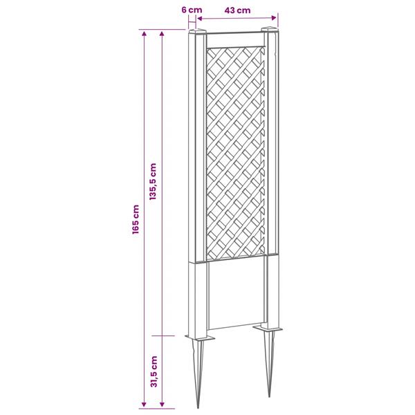 Grote foto vidaxl trellis met spike grijs 43 x 6 x 165 cm pp tuin en terras overige tuin en terras