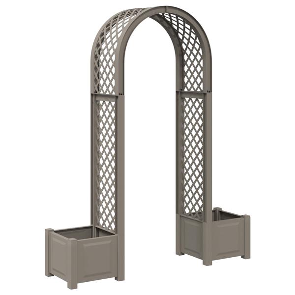 Grote foto vidaxl rozenboog met planter grijs 168 5 x 43 x 207 cm pp tuin en terras overige tuin en terras