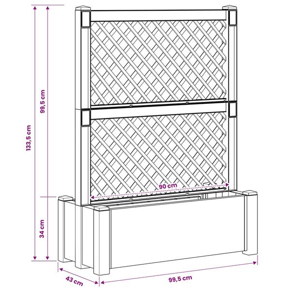 Grote foto vidaxl grote planter met trellis wit 99 5 x 43 x 133 5 pp tuin en terras overige tuin en terras