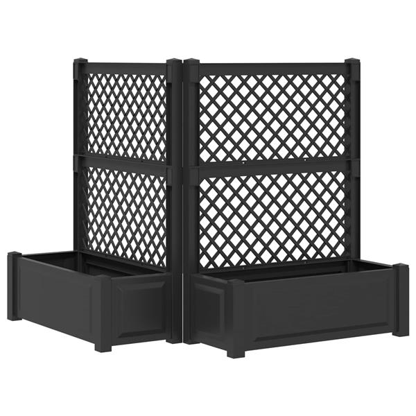 Grote foto vidaxl grote plantenbak met trellis 2 pcs antracietkleurig tuin en terras overige tuin en terras