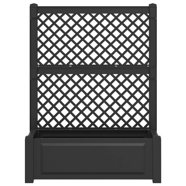 Grote foto vidaxl grote plantenbak met trellis 2 pcs antracietkleurig tuin en terras overige tuin en terras