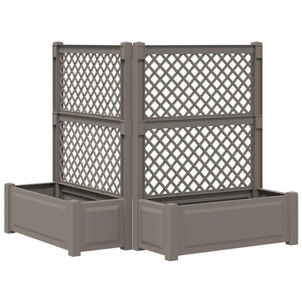 Grote foto vidaxl grote plantenbak met trellis 2 pcs grijs 143 x 143 x 133 5 cm tuin en terras overige tuin en terras