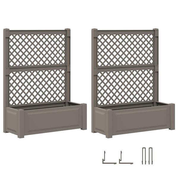 Grote foto vidaxl grote plantenbak met trellis 2 pcs grijs 143 x 143 x 133 5 cm tuin en terras overige tuin en terras