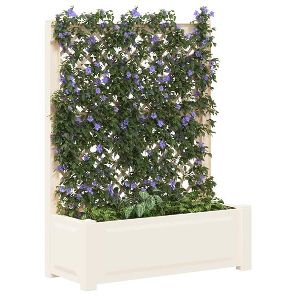 Grote foto vidaxl grote plantenbak met trellis wit 99 5 x 43 x 133 5 cm pp tuin en terras overige tuin en terras