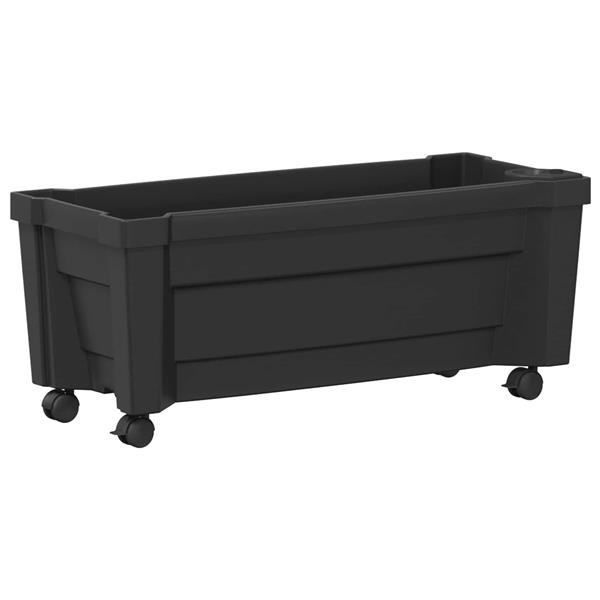 Grote foto vidaxl calypso plantenbak met wielen antracietkleurig 79 x 35 x 33 cm tuin en terras overige tuin en terras
