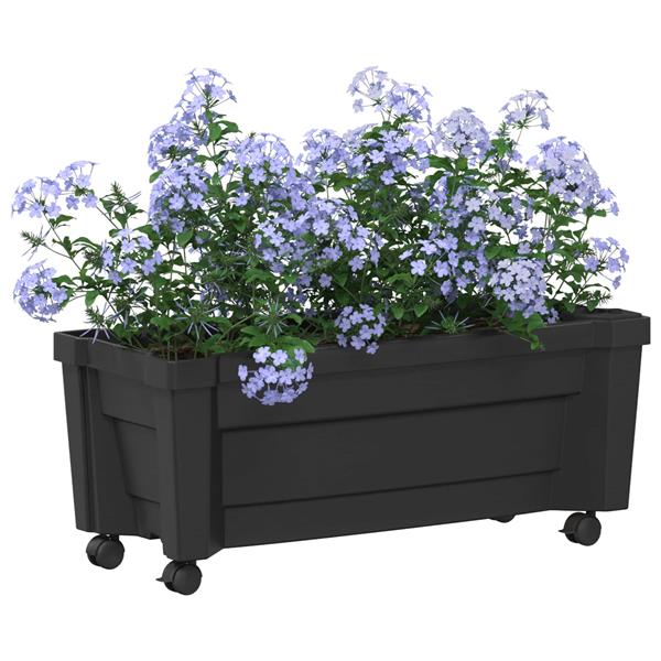 Grote foto vidaxl calypso plantenbak met wielen antracietkleurig 79 x 35 x 33 cm tuin en terras overige tuin en terras
