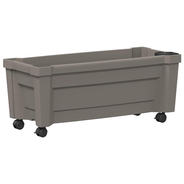 Grote foto vidaxl calypso plantenbak met wielen grijs 79 x 35 x 33 cm pp tuin en terras overige tuin en terras