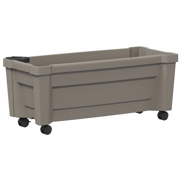 Grote foto vidaxl calypso plantenbak met wielen grijs 79 x 35 x 33 cm pp tuin en terras overige tuin en terras