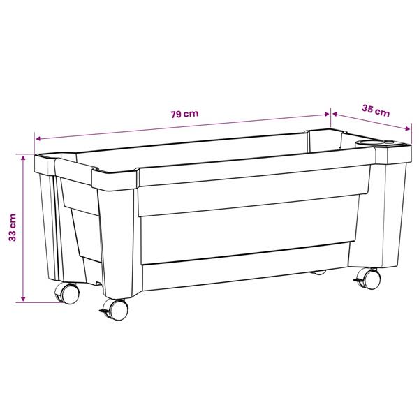 Grote foto vidaxl calypso plantenbak met wielen grijs 79 x 35 x 33 cm pp tuin en terras overige tuin en terras