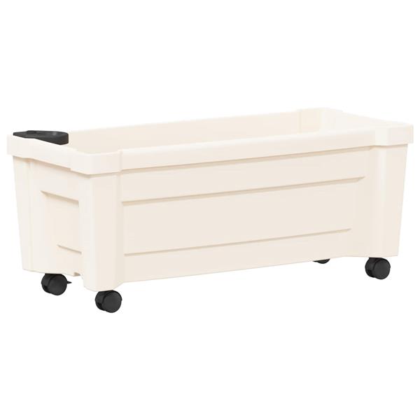 Grote foto vidaxl calypso plantenbak met wielen wit 79 x 35 x 33 cm pp tuin en terras overige tuin en terras