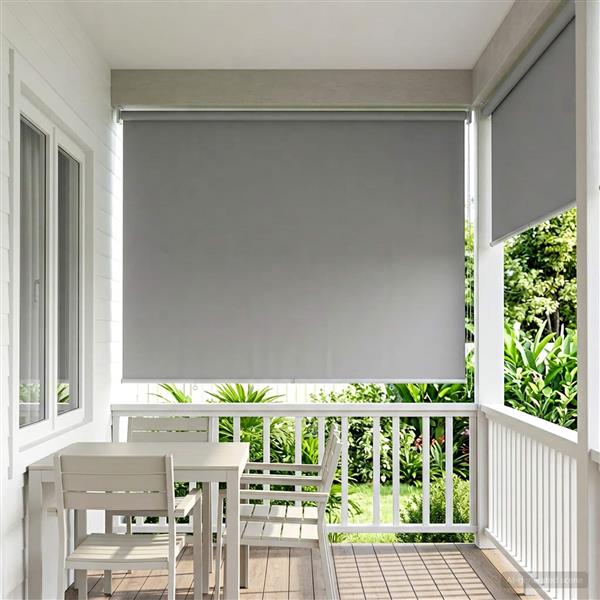 Grote foto vidaxl rolgordijn uv bescherming lichtgrijs 100 x 230 cm polyester huis en inrichting gordijnen en lamellen