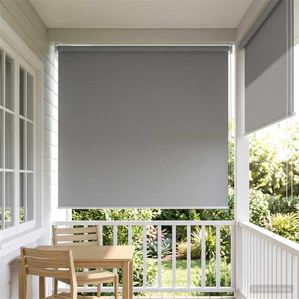 Grote foto vidaxl rolgordijn uv bescherming lichtgrijs 120 x 140 cm polyester huis en inrichting gordijnen en lamellen