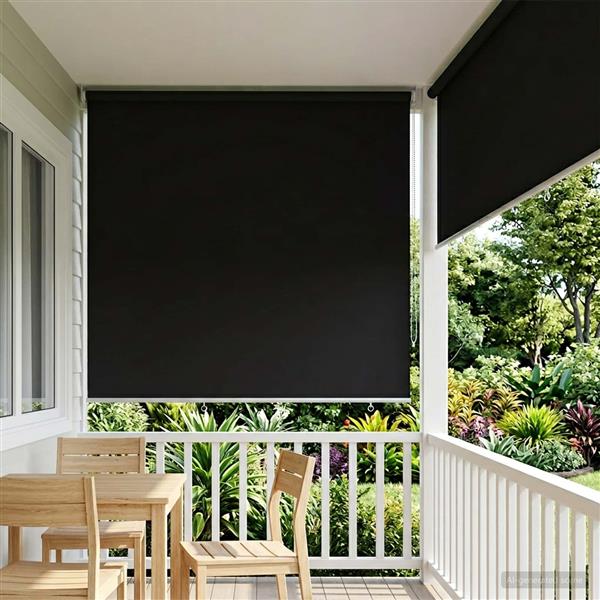 Grote foto vidaxl rolgordijn uv bescherming zwart 180 x 230 cm polyester huis en inrichting gordijnen en lamellen