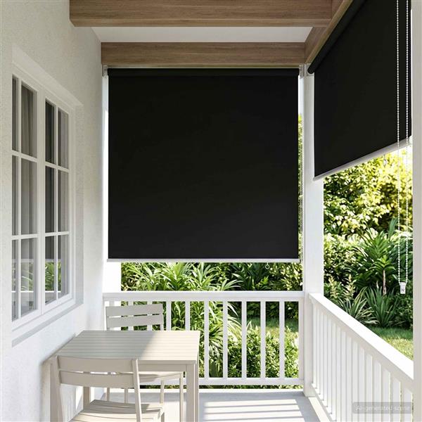 Grote foto vidaxl rolgordijn uv bescherming zwart 80 x 230 cm polyester huis en inrichting gordijnen en lamellen