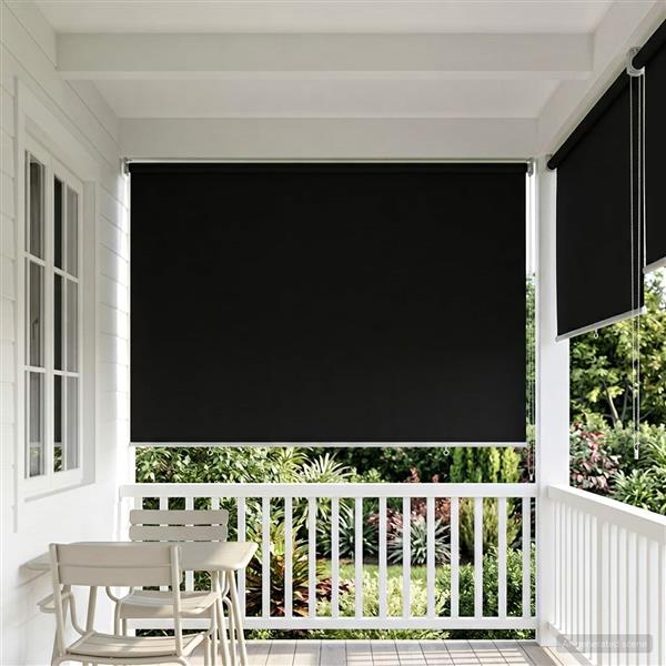 Grote foto vidaxl rolgordijn uv bescherming zwart 120 x 140 cm polyester huis en inrichting gordijnen en lamellen