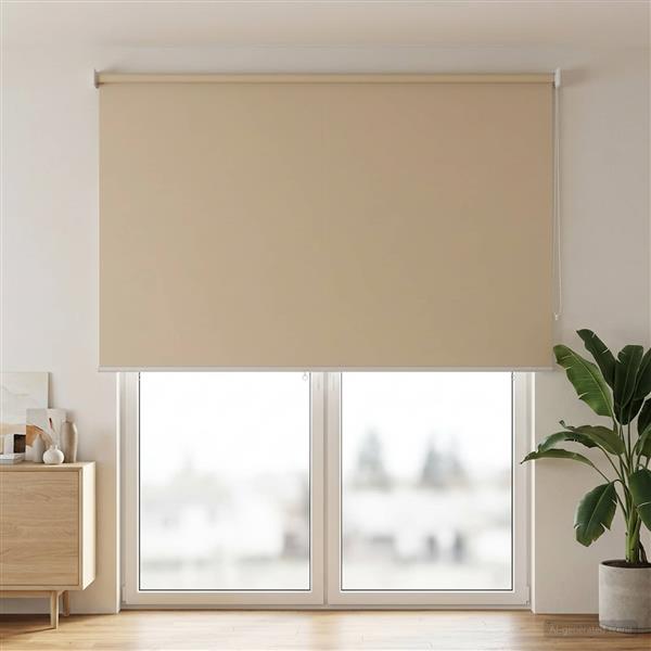 Grote foto vidaxl rolgordijn uv bescherming beige 180 x 230 cm polyester huis en inrichting gordijnen en lamellen