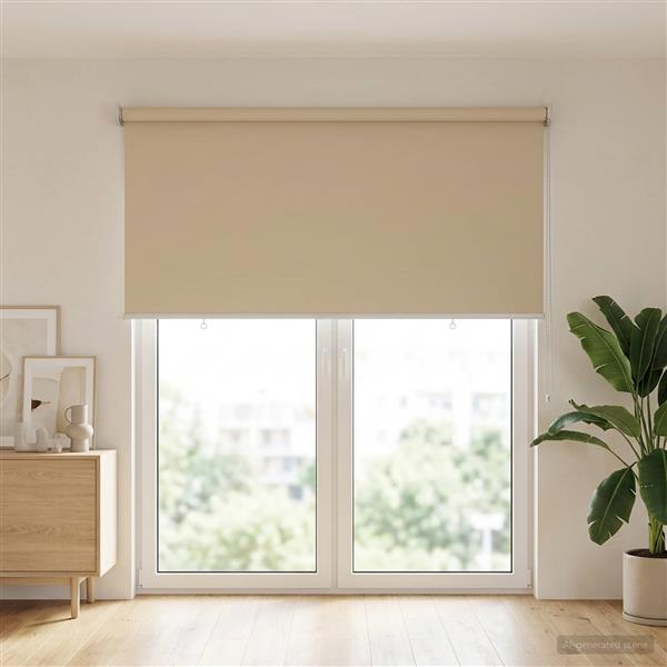 Grote foto vidaxl rolgordijn uv bescherming beige 100 x 230 cm polyester huis en inrichting gordijnen en lamellen