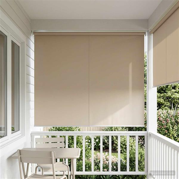 Grote foto vidaxl rolgordijn uv bescherming beige 180 x 140 cm polyester huis en inrichting gordijnen en lamellen