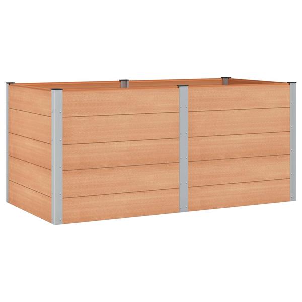 Grote foto vidaxl verhoogde plantenbak bruin 200 x 100 x 91 cm alu. tuin en terras overige tuin en terras