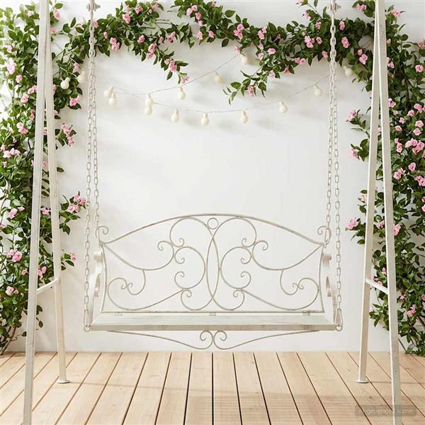 Grote foto vidaxl schommelbank staal 110 x 52 5 x 47 cm antiek wit tuin en terras tuinmeubelen