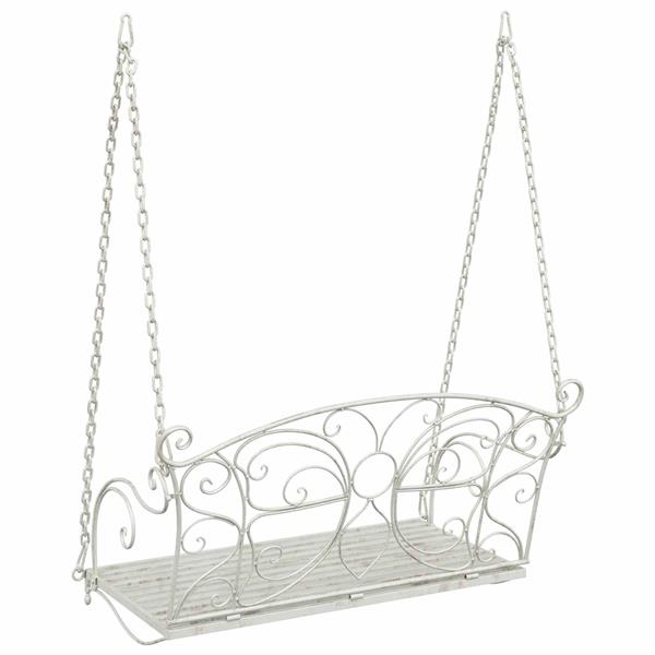 Grote foto vidaxl schommelbank staal 105 5 x 61 x 56 cm antiek wit tuin en terras tuinmeubelen