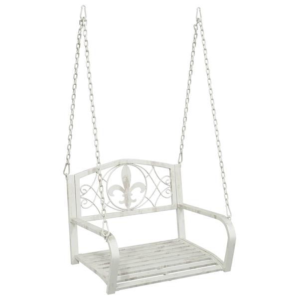 Grote foto vidaxl schommelbank staal 71 5 x 59 x 55 cm antiek wit tuin en terras tuinmeubelen