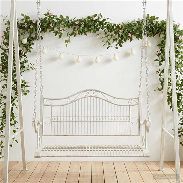 Grote foto vidaxl schommelbank staal 115 x 61 x 63 cm antiek wit tuin en terras tuinmeubelen