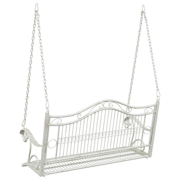 Grote foto vidaxl schommelbank staal 115 x 61 x 63 cm antiek wit tuin en terras tuinmeubelen