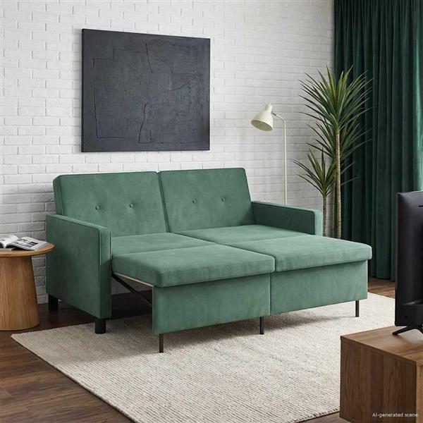 Grote foto vidaxl slaapbank zeegroen stof huis en inrichting bankstellen