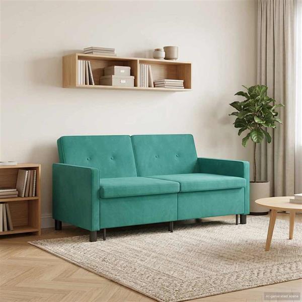 Grote foto vidaxl slaapbank turquoise stof huis en inrichting bankstellen