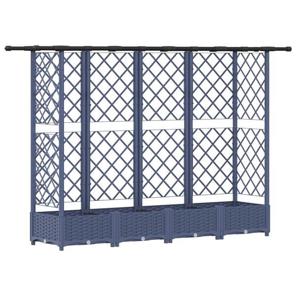 Grote foto vidaxl verhoogd bed met trellis en dak grijs 202 5 x 40 x 123 cm pp tuin en terras overige tuin en terras