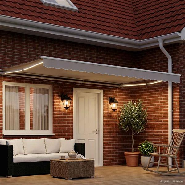 Grote foto vidaxl handmatige luifelhouder met led wit 5 3 5 m aluminium tuin en terras overige tuin en terras