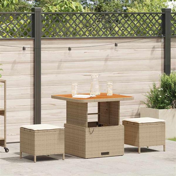 Grote foto vidaxl tuin eettafelset beige poly rattan tuin en terras tuinmeubelen