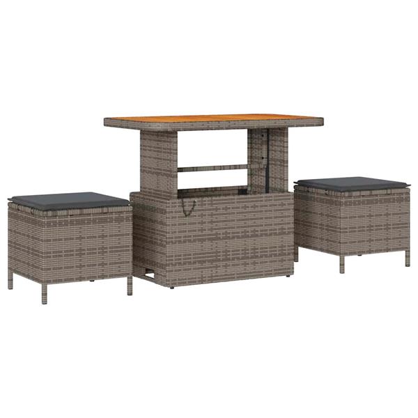 Grote foto vidaxl tuin eettafelset grijs poly rattan tuin en terras tuinmeubelen
