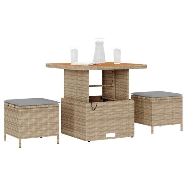Grote foto vidaxl tuin eettafelset beige poly rattan tuin en terras tuinmeubelen