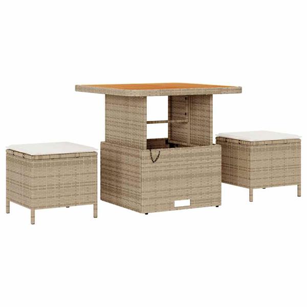 Grote foto vidaxl tuin eettafelset beige poly rattan tuin en terras tuinmeubelen