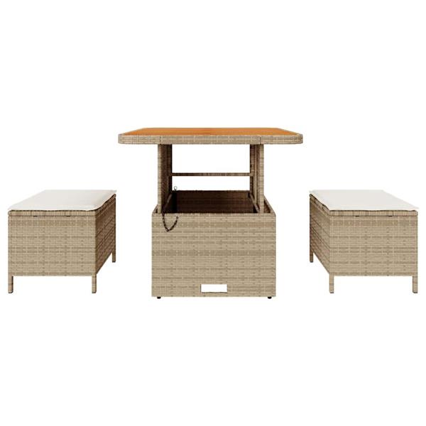 Grote foto vidaxl tuin eettafelset beige poly rattan tuin en terras tuinmeubelen
