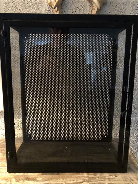Grote foto wandvitrine kast metaal zwart met acrylaat glas zeer fraai huis en inrichting woningdecoratie