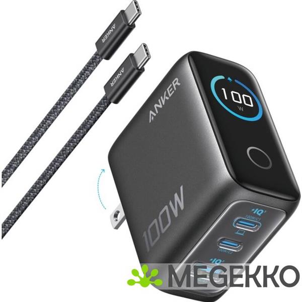 Grote foto anker b121bgz1 dual usb c usb a snellader 100w zwart met kabel computers en software overige