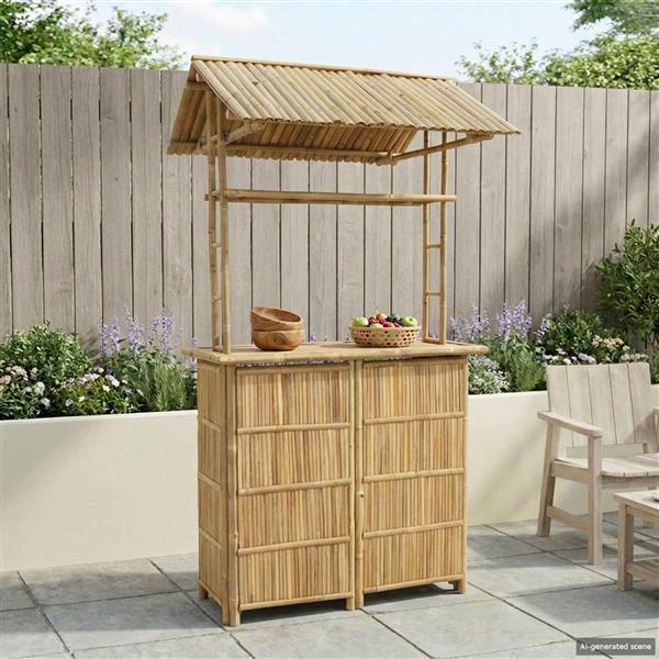 Grote foto vidaxl buiten bartafel naturel 115 x 95 x 214 cm bamboe tuin en terras tuinmeubelen