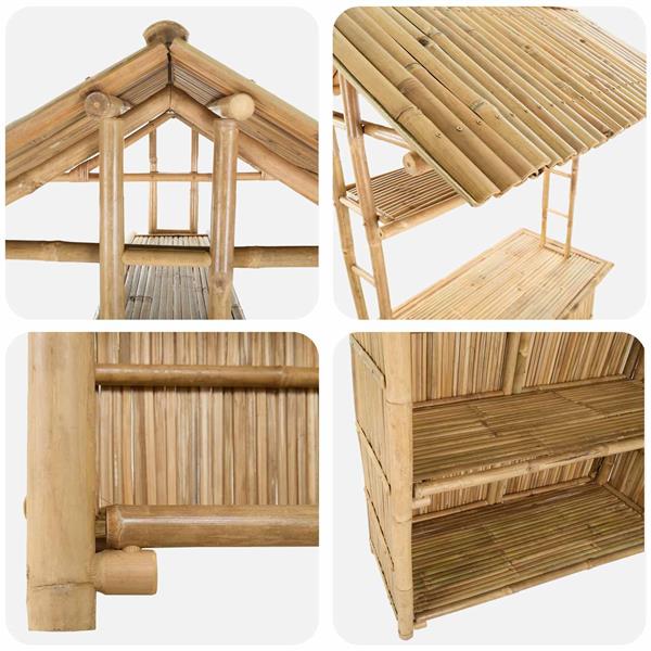 Grote foto vidaxl buiten bartafel naturel 115 x 95 x 214 cm bamboe tuin en terras tuinmeubelen