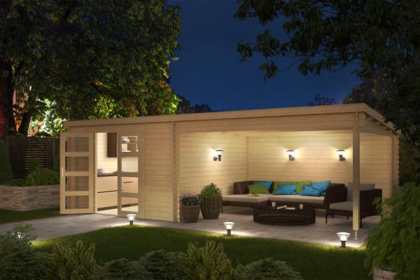 Grote foto blokhut met overkapping olenka 710x330 vuren tuin en terras tuinhuisjes en blokhutten