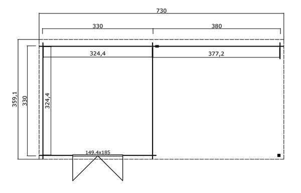 Grote foto blokhut met overkapping olenka 710x330 vuren tuin en terras tuinhuisjes en blokhutten